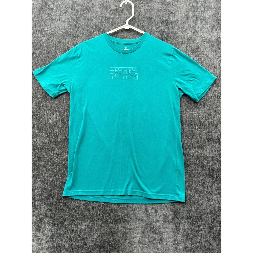 Under Armour Elevation Map T Shirt‎ Mens Medium Teal Graphic Print Loose Fit